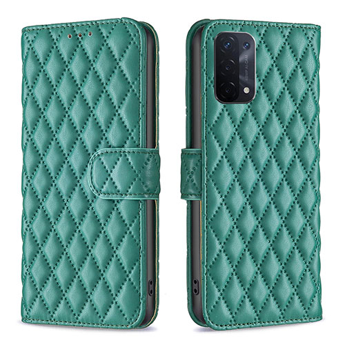 Leather Case Stands Flip Cover Holder B11F for Oppo A54 5G Green