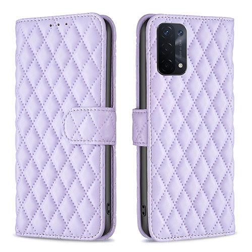 Leather Case Stands Flip Cover Holder B11F for Oppo A74 5G Purple