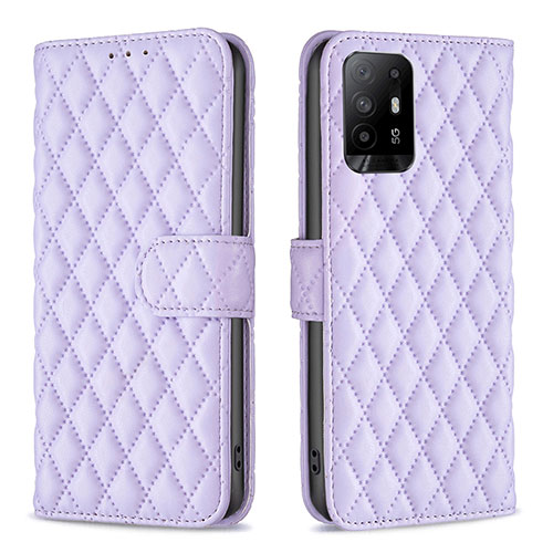 Leather Case Stands Flip Cover Holder B11F for Oppo A94 5G Purple