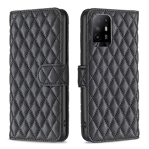 Leather Case Stands Flip Cover Holder B11F for Oppo A95 5G Black