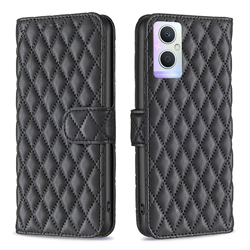 Leather Case Stands Flip Cover Holder B11F for Oppo A96 5G Black