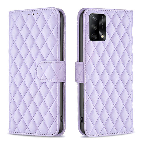 Leather Case Stands Flip Cover Holder B11F for Oppo F19 Purple
