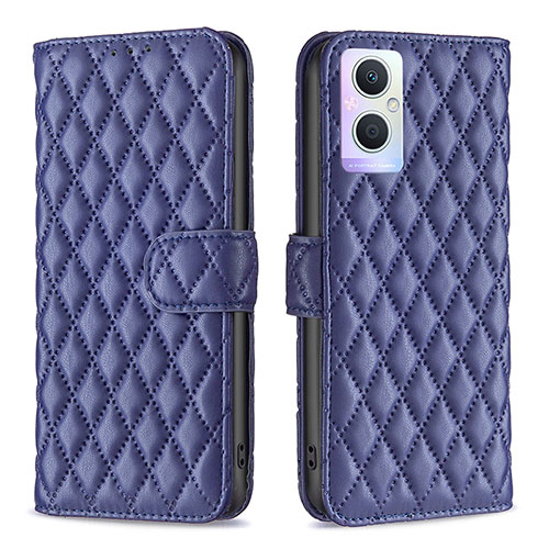 Leather Case Stands Flip Cover Holder B11F for Oppo F21 Pro 5G Blue