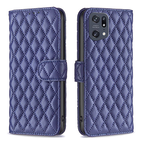 Leather Case Stands Flip Cover Holder B11F for Oppo Find X5 Pro 5G Blue