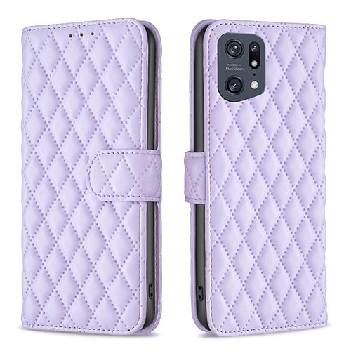 Leather Case Stands Flip Cover Holder B11F for Oppo Find X5 Pro 5G Purple