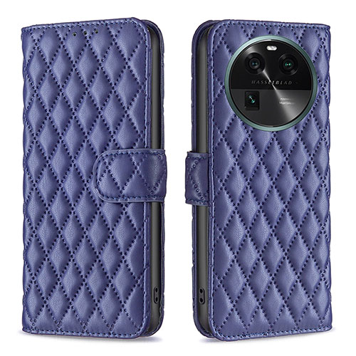 Leather Case Stands Flip Cover Holder B11F for Oppo Find X6 5G Blue