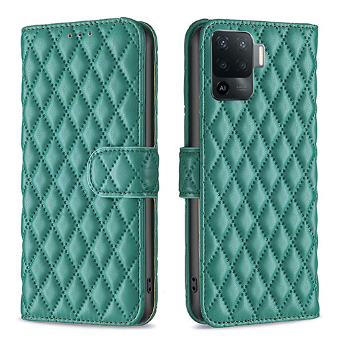 Leather Case Stands Flip Cover Holder B11F for Oppo Reno5 Lite Green