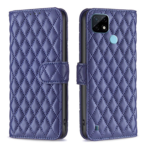 Leather Case Stands Flip Cover Holder B11F for Realme C21 Blue