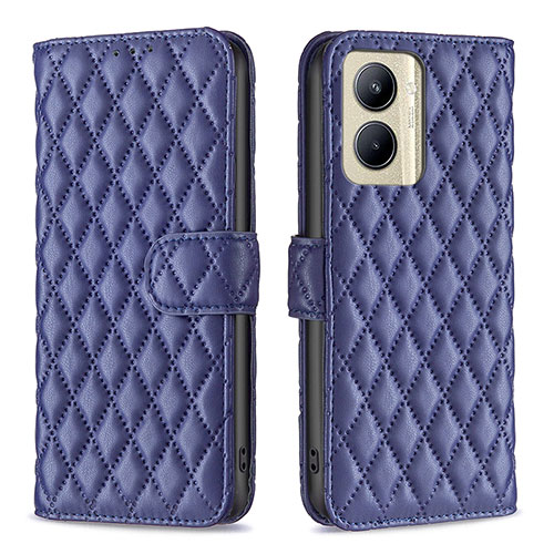 Leather Case Stands Flip Cover Holder B11F for Realme C33 (2023) Blue