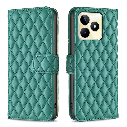 Leather Case Stands Flip Cover Holder B11F for Realme C51 Green