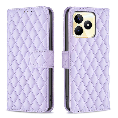 Leather Case Stands Flip Cover Holder B11F for Realme C51 Purple