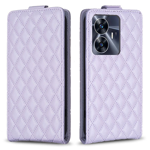 Leather Case Stands Flip Cover Holder B11F for Realme C55 Clove Purple