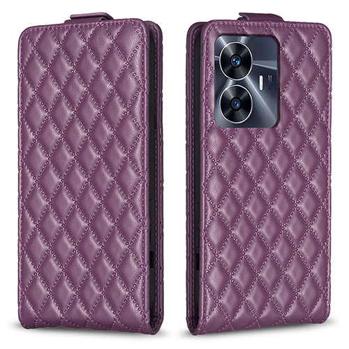 Leather Case Stands Flip Cover Holder B11F for Realme C55 Purple