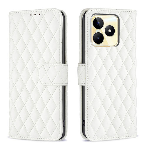 Leather Case Stands Flip Cover Holder B11F for Realme C67 White