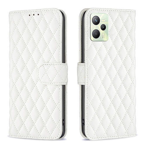 Leather Case Stands Flip Cover Holder B11F for Realme Narzo 50A Prime White