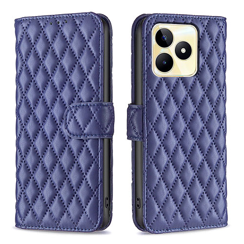 Leather Case Stands Flip Cover Holder B11F for Realme Narzo N53 Blue