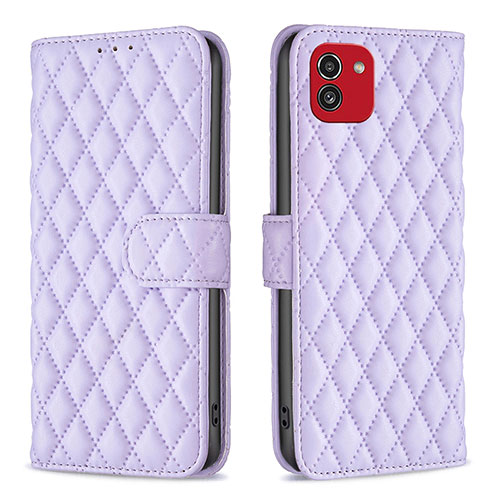 Leather Case Stands Flip Cover Holder B11F for Samsung Galaxy A03 Purple