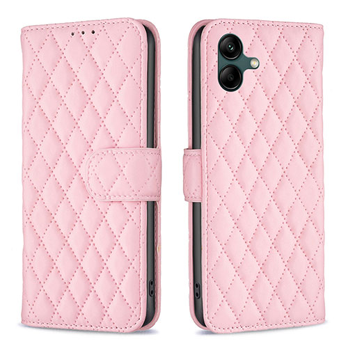 Leather Case Stands Flip Cover Holder B11F for Samsung Galaxy A05 Rose Gold