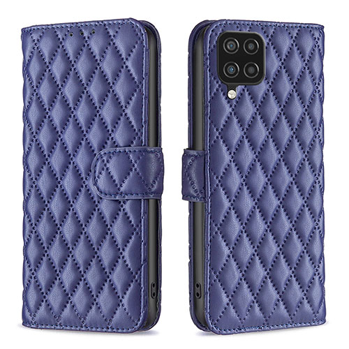 Leather Case Stands Flip Cover Holder B11F for Samsung Galaxy A12 5G Blue