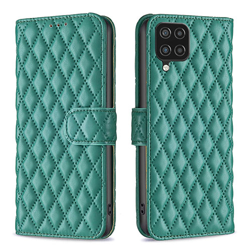 Leather Case Stands Flip Cover Holder B11F for Samsung Galaxy A12 Green