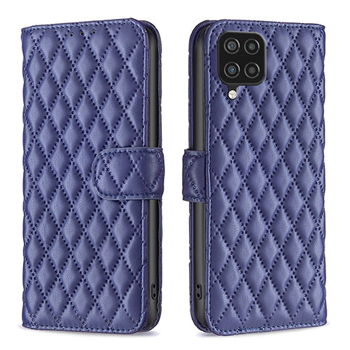 Leather Case Stands Flip Cover Holder B11F for Samsung Galaxy A12 Nacho Blue