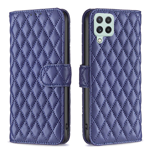 Leather Case Stands Flip Cover Holder B11F for Samsung Galaxy A22 4G Blue