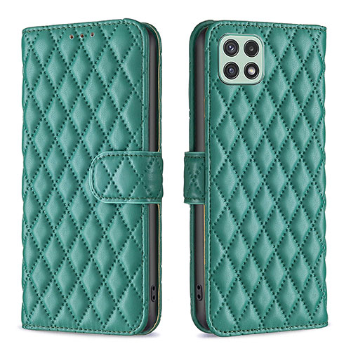 Leather Case Stands Flip Cover Holder B11F for Samsung Galaxy A22 5G Green