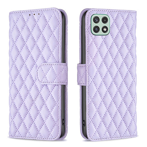 Leather Case Stands Flip Cover Holder B11F for Samsung Galaxy A22 5G Purple