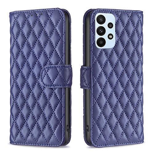 Leather Case Stands Flip Cover Holder B11F for Samsung Galaxy A23 4G Blue