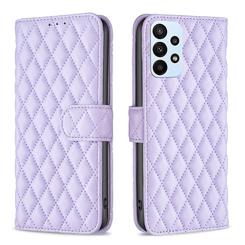 Leather Case Stands Flip Cover Holder B11F for Samsung Galaxy A23 4G Purple