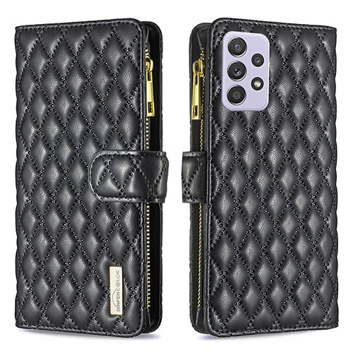 Leather Case Stands Flip Cover Holder B11F for Samsung Galaxy A52 4G Black