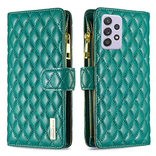 Leather Case Stands Flip Cover Holder B11F for Samsung Galaxy A52 4G Green