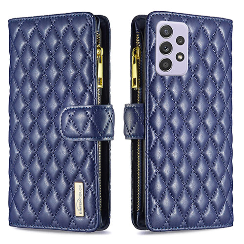 Leather Case Stands Flip Cover Holder B11F for Samsung Galaxy A52s 5G Blue