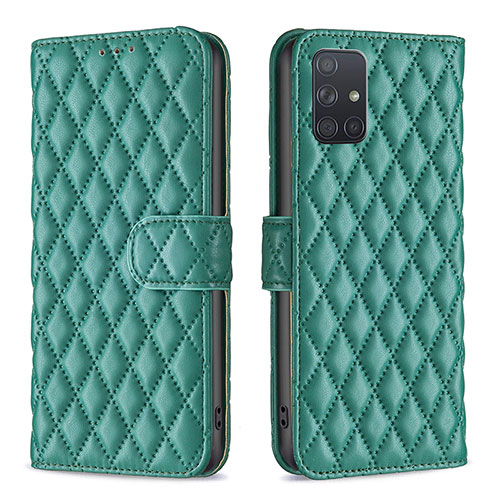 Leather Case Stands Flip Cover Holder B11F for Samsung Galaxy A71 4G A715 Green