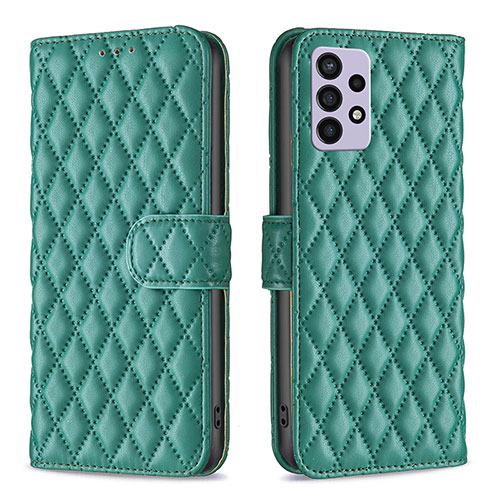 Leather Case Stands Flip Cover Holder B11F for Samsung Galaxy A72 5G Green