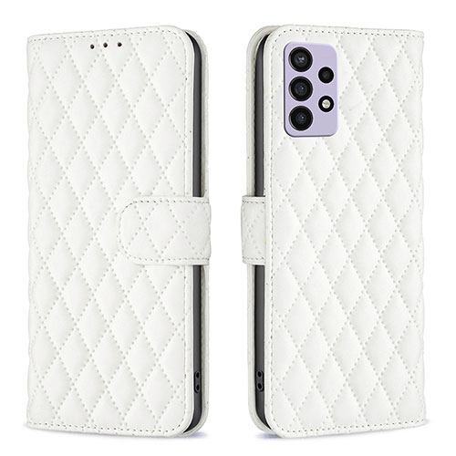 Leather Case Stands Flip Cover Holder B11F for Samsung Galaxy A72 5G White