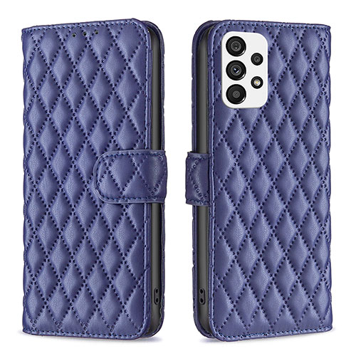 Leather Case Stands Flip Cover Holder B11F for Samsung Galaxy A73 5G Blue