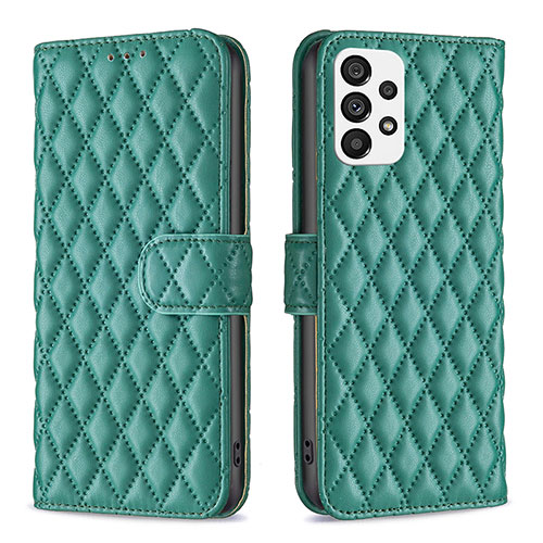 Leather Case Stands Flip Cover Holder B11F for Samsung Galaxy A73 5G Green