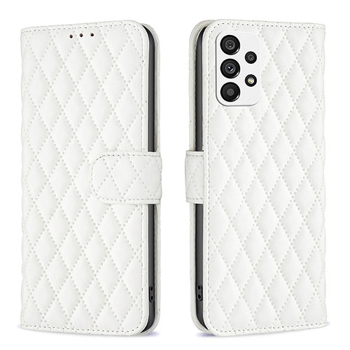 Leather Case Stands Flip Cover Holder B11F for Samsung Galaxy A73 5G White