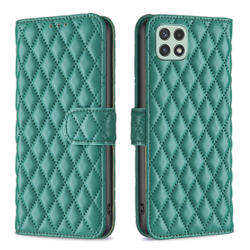 Leather Case Stands Flip Cover Holder B11F for Samsung Galaxy F42 5G Green