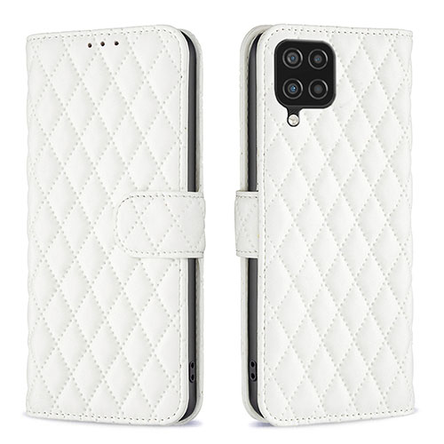 Leather Case Stands Flip Cover Holder B11F for Samsung Galaxy M12 White