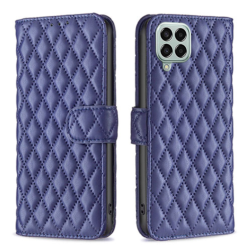 Leather Case Stands Flip Cover Holder B11F for Samsung Galaxy M33 5G Blue