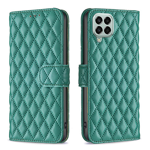 Leather Case Stands Flip Cover Holder B11F for Samsung Galaxy M33 5G Green