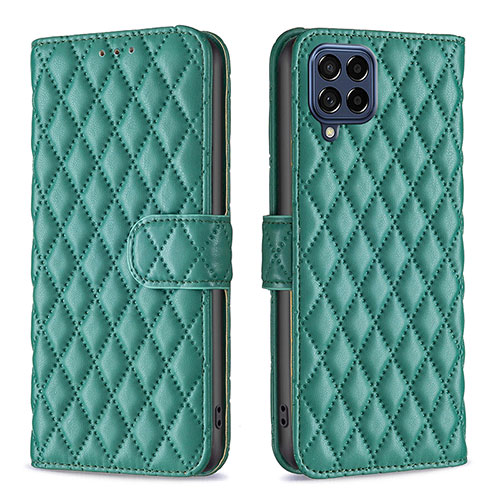 Leather Case Stands Flip Cover Holder B11F for Samsung Galaxy M53 5G Green