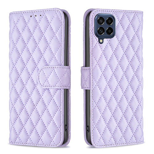 Leather Case Stands Flip Cover Holder B11F for Samsung Galaxy M53 5G Purple