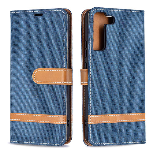 Leather Case Stands Flip Cover Holder B11F for Samsung Galaxy S21 Plus 5G Navy Blue