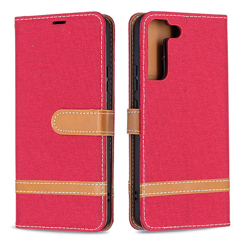 Leather Case Stands Flip Cover Holder B11F for Samsung Galaxy S22 5G Red