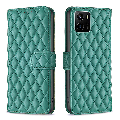 Leather Case Stands Flip Cover Holder B11F for Vivo Y01 Green