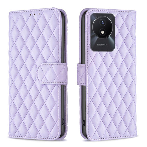 Leather Case Stands Flip Cover Holder B11F for Vivo Y02 Purple