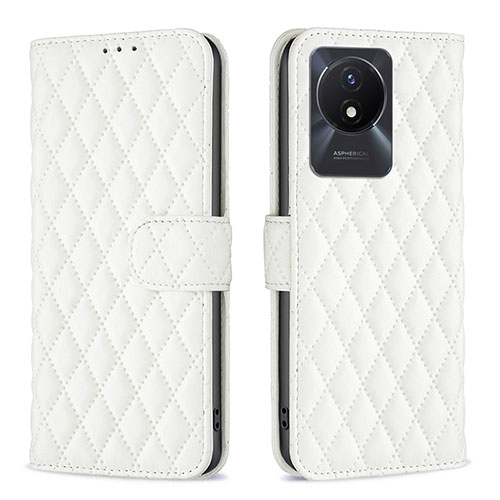 Leather Case Stands Flip Cover Holder B11F for Vivo Y02 White